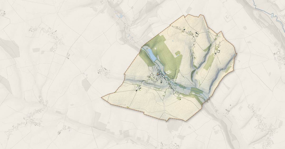 Portrait cartographique de Mainneville : relief, eau, forêts, bâti et voies, calculés à partir des données de l'IGN