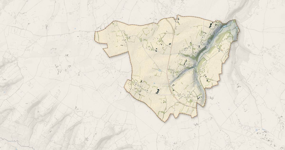 Portrait cartographique de Martainville : relief, eau, forêts, bâti et voies, calculés à partir des données de l'IGN