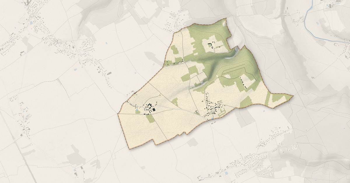 Portrait cartographique de Le Mesnil-Fuguet : relief, eau, forêts, bâti et voies, calculés à partir des données de l'IGN