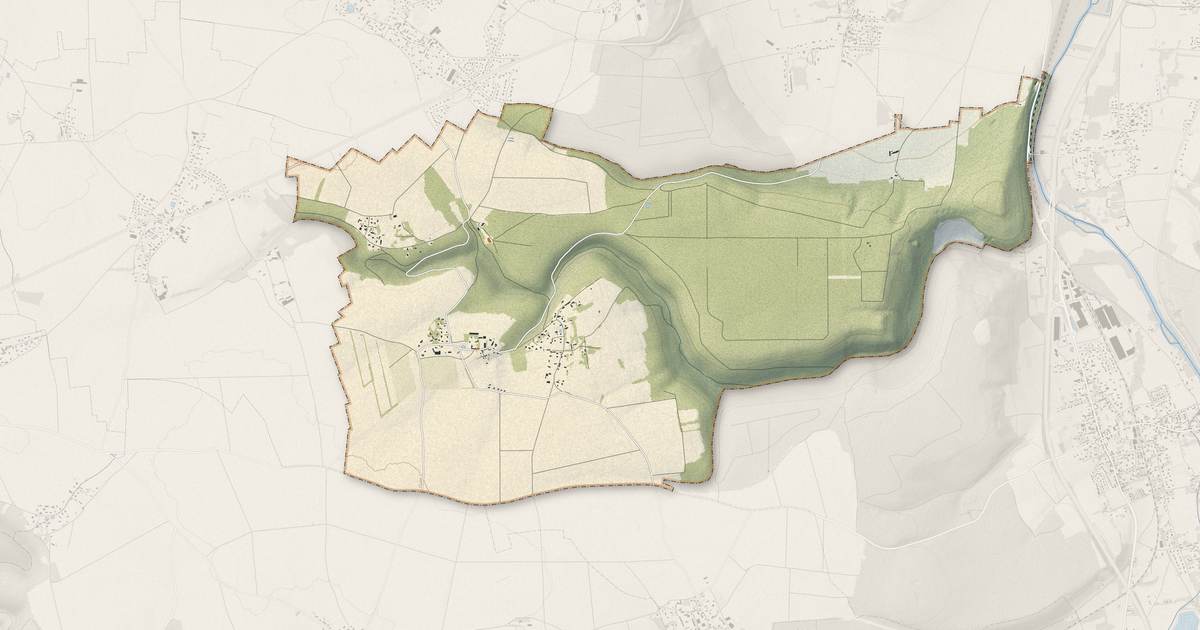 Portrait cartographique de Le Mesnil-Jourdain : relief, eau, forêts, bâti et voies, calculés à partir des données de l'IGN