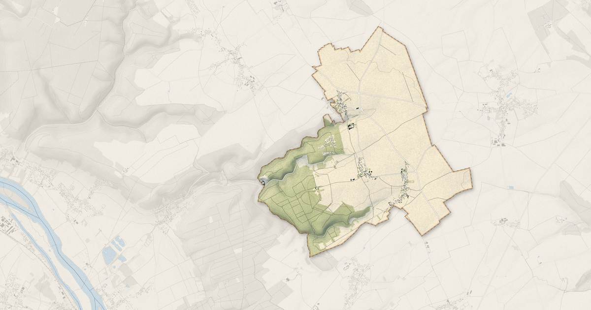 Portrait cartographique de Mézières-en-Vexin : relief, eau, forêts, bâti et voies, calculés à partir des données de l'IGN
