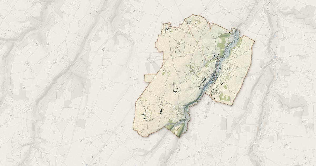 Portrait cartographique de Montreuil-l'Argillé : relief, eau, forêts, bâti et voies, calculés à partir des données de l'IGN