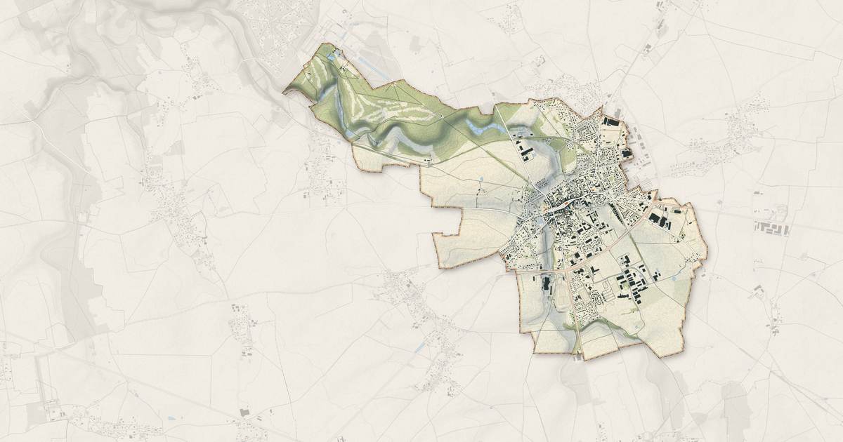 Portrait cartographique de Le Neubourg : relief, eau, forêts, bâti et voies, calculés à partir des données de l'IGN