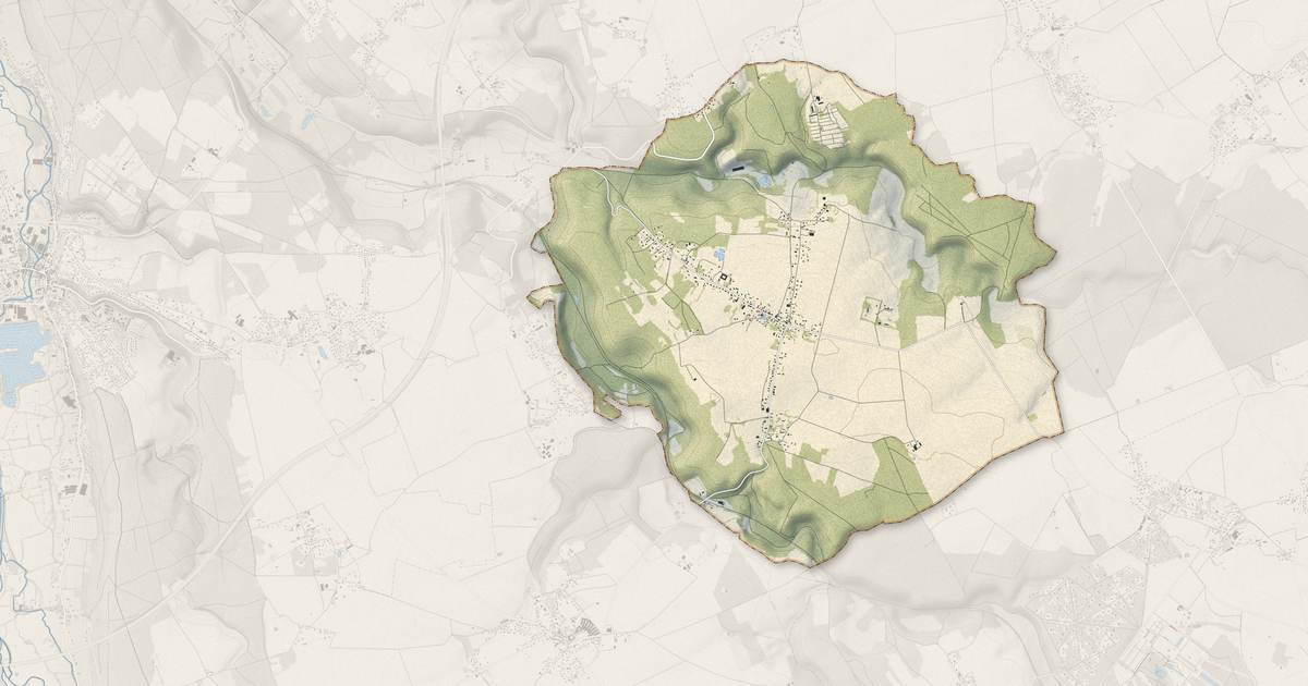 Portrait cartographique de La Neuville-du-Bosc : relief, eau, forêts, bâti et voies, calculés à partir des données de l'IGN