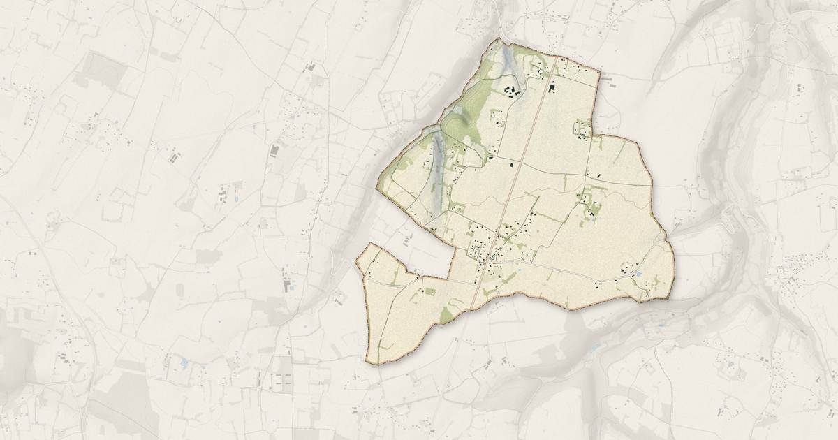 Portrait cartographique de La Noë-Poulain : relief, eau, forêts, bâti et voies, calculés à partir des données de l'IGN