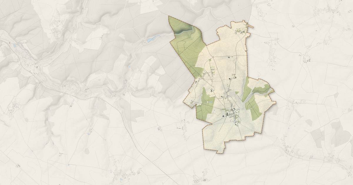 Portrait cartographique de Puchay : relief, eau, forêts, bâti et voies, calculés à partir des données de l'IGN