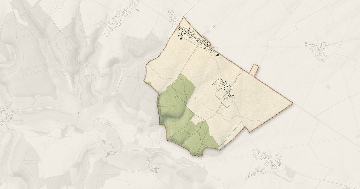 Portrait cartographique de Richeville : relief, eau, forêts, bâti et voies, calculés à partir des données de l'IGN