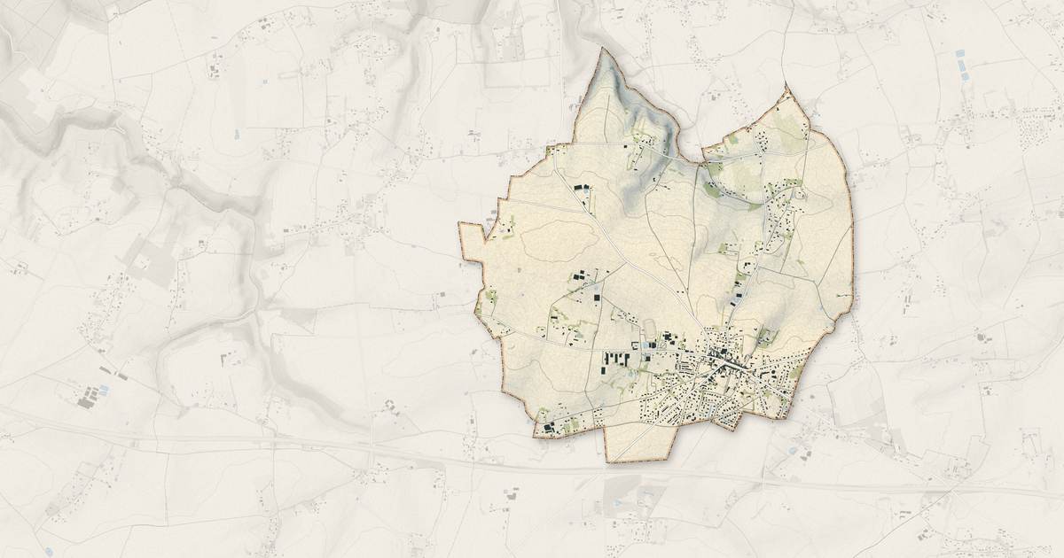 Portrait cartographique de Routot : relief, eau, forêts, bâti et voies, calculés à partir des données de l'IGN