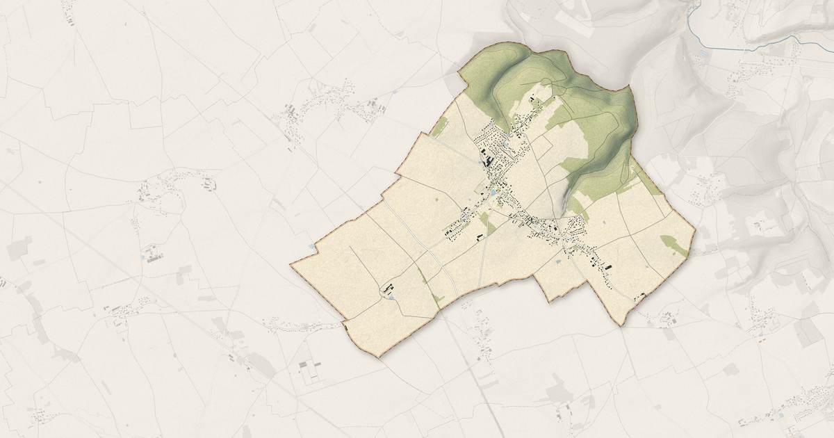 Portrait cartographique de Sacquenville : relief, eau, forêts, bâti et voies, calculés à partir des données de l'IGN