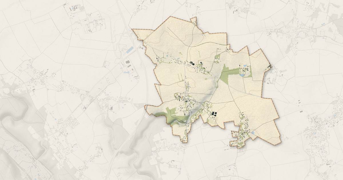 Portrait cartographique de Saint-Éloi-de-Fourques : relief, eau, forêts, bâti et voies, calculés à partir des données de l'IGN