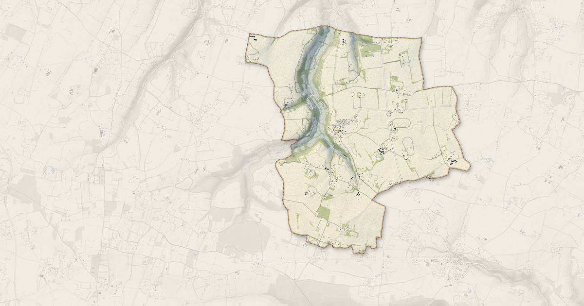 Portrait cartographique de Saint-Étienne-l'Allier : relief, eau, forêts, bâti et voies, calculés à partir des données de l'IGN