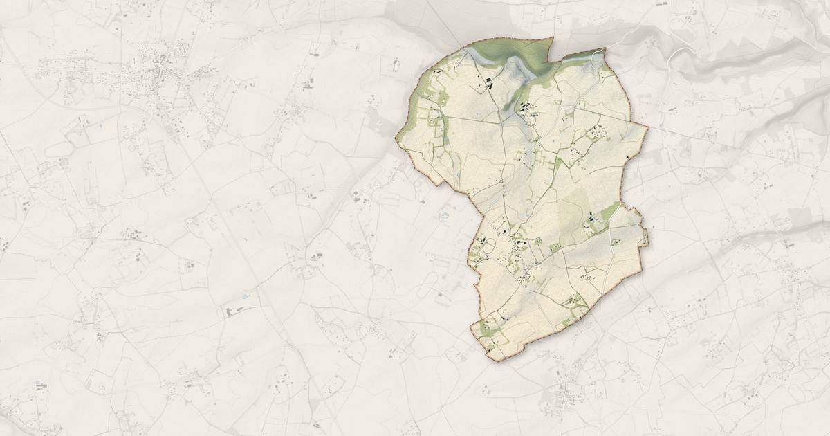 Portrait cartographique de Le Mesnil-Saint-Jean : relief, eau, forêts, bâti et voies, calculés à partir des données de l'IGN
