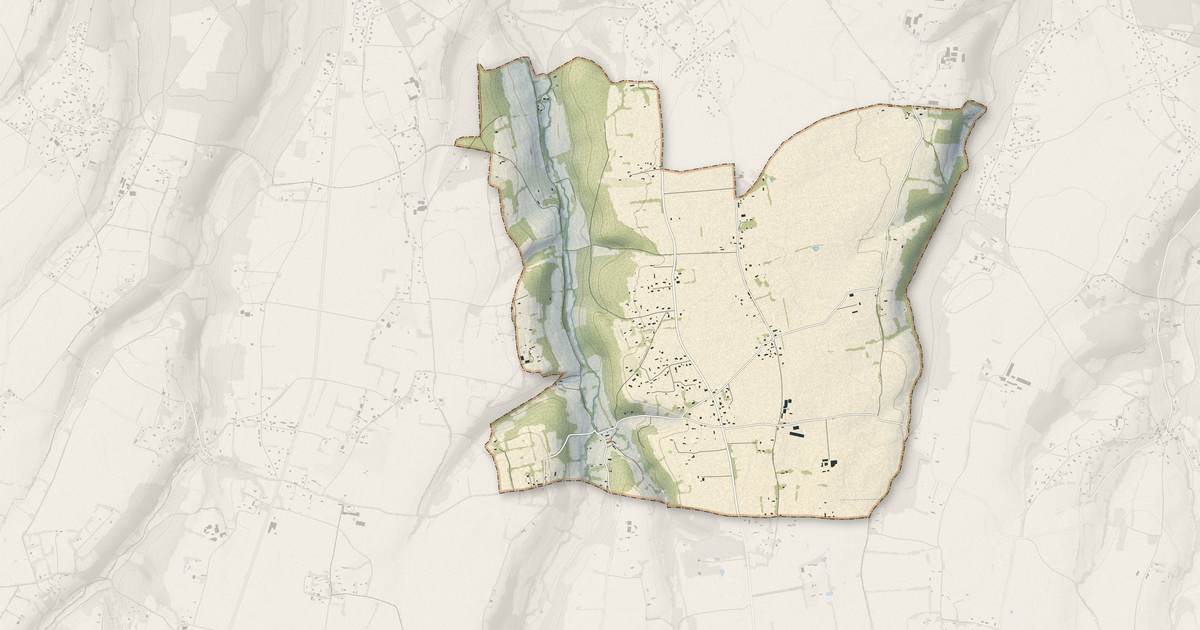 Portrait cartographique de Saint-Martin-Saint-Firmin : relief, eau, forêts, bâti et voies, calculés à partir des données de l'IGN