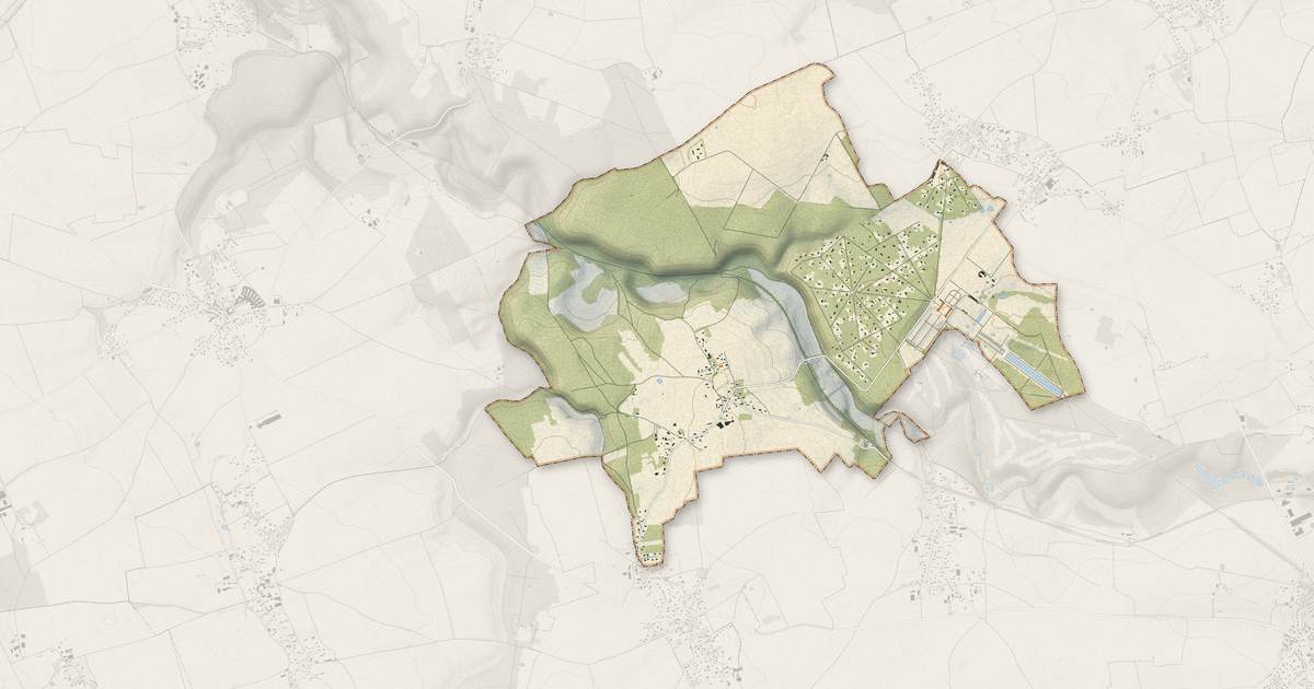 Portrait cartographique de Sainte-Opportune-du-Bosc : relief, eau, forêts, bâti et voies, calculés à partir des données de l'IGN