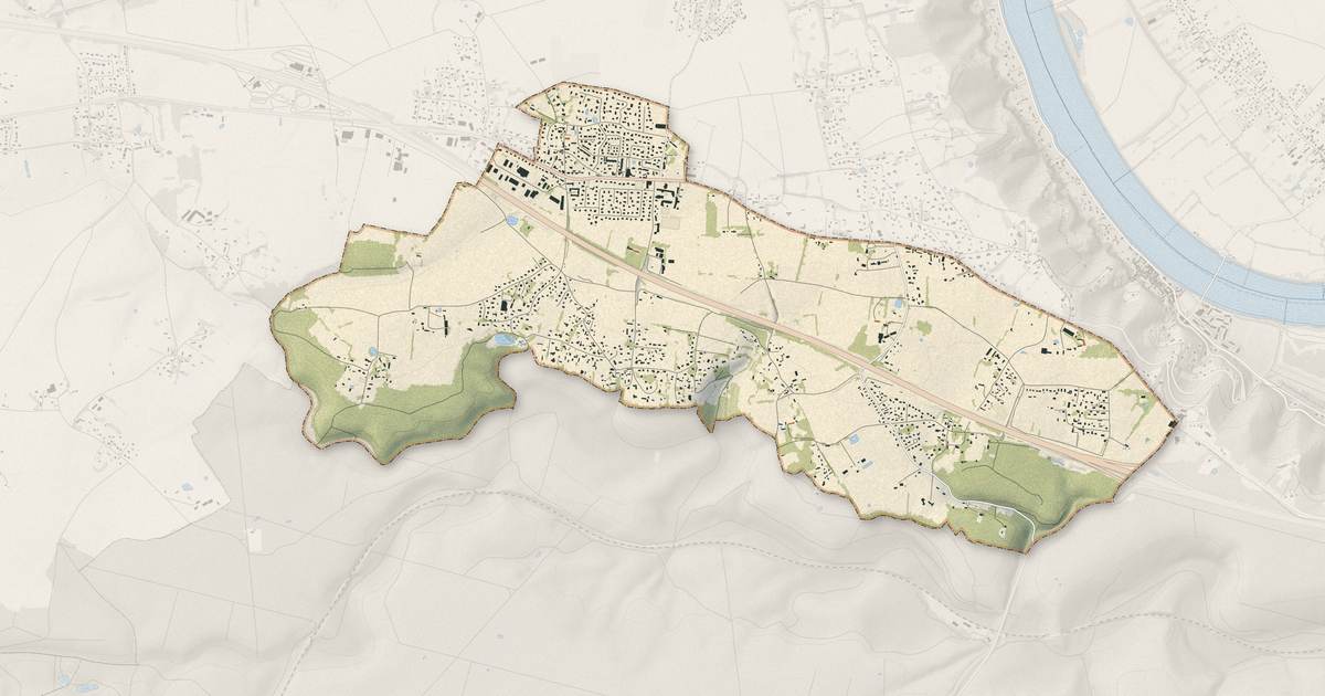 Portrait cartographique de Saint-Ouen-de-Thouberville : relief, eau, forêts, bâti et voies, calculés à partir des données de l'IGN