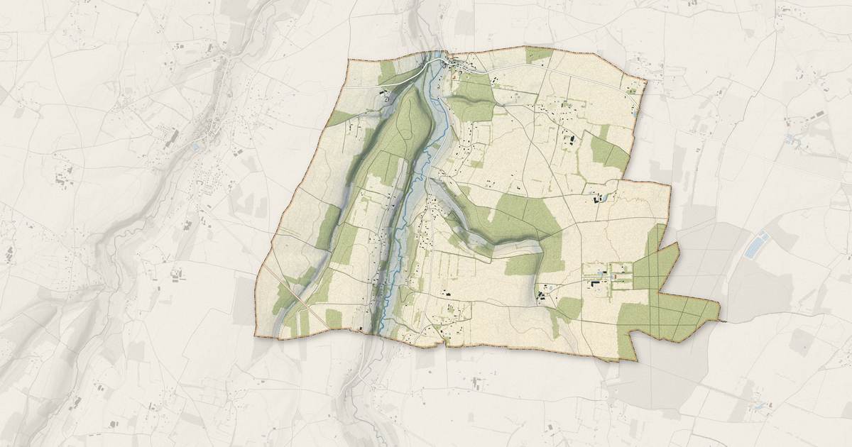 Portrait cartographique de Saint-Pierre-de-Cernières : relief, eau, forêts, bâti et voies, calculés à partir des données de l'IGN