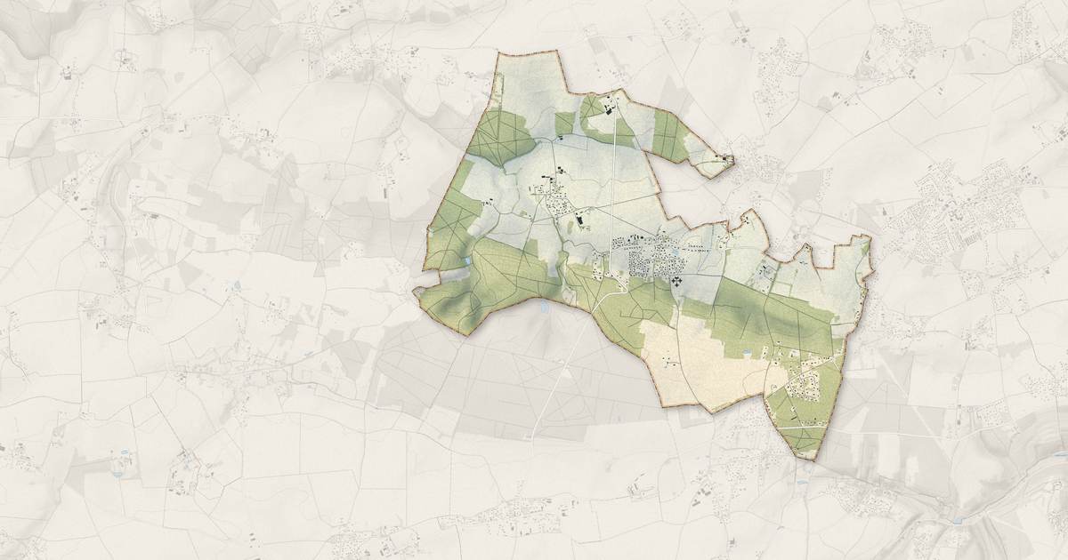 Portrait cartographique de Saint-Pierre-du-Bosguérard : relief, eau, forêts, bâti et voies, calculés à partir des données de l'IGN