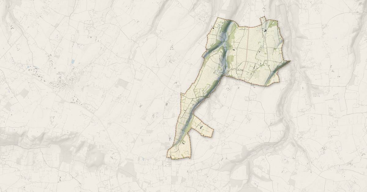 Portrait cartographique de Saint-Siméon : relief, eau, forêts, bâti et voies, calculés à partir des données de l'IGN