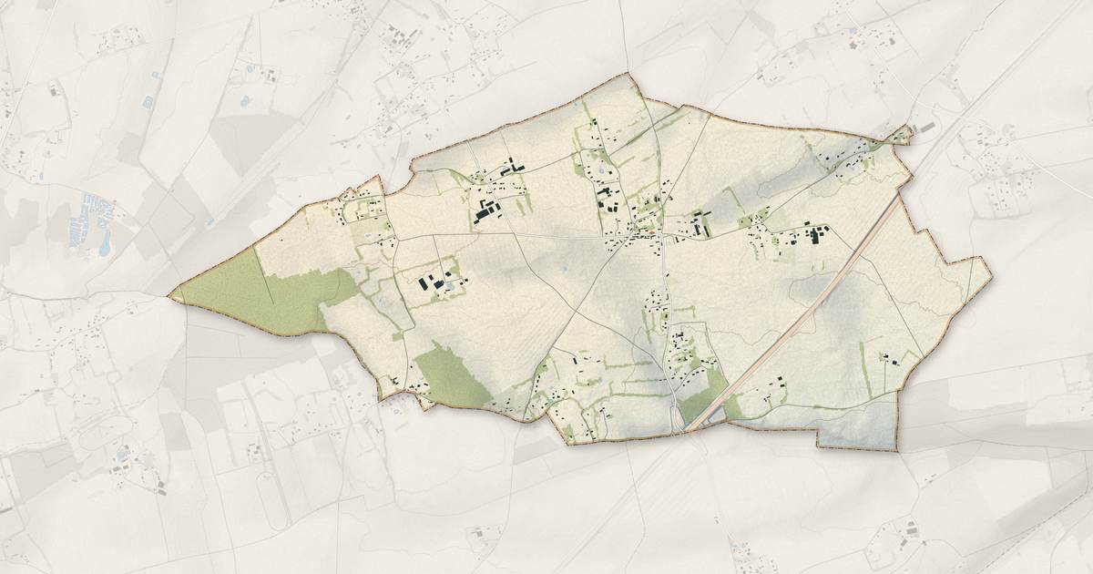 Portrait cartographique de Saint-Vincent-du-Boulay : relief, eau, forêts, bâti et voies, calculés à partir des données de l'IGN