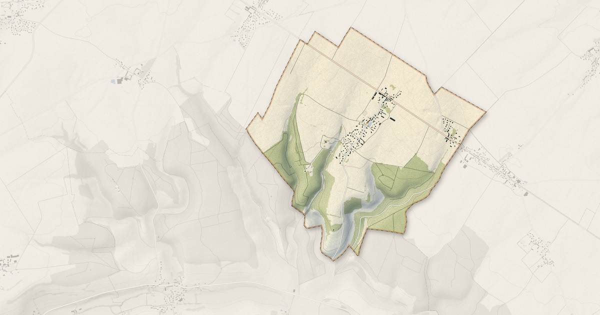 Portrait cartographique de Suzay : relief, eau, forêts, bâti et voies, calculés à partir des données de l'IGN