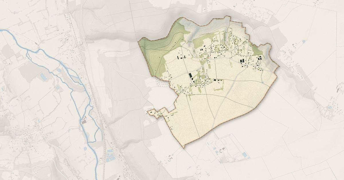 Portrait cartographique de Thierville : relief, eau, forêts, bâti et voies, calculés à partir des données de l'IGN
