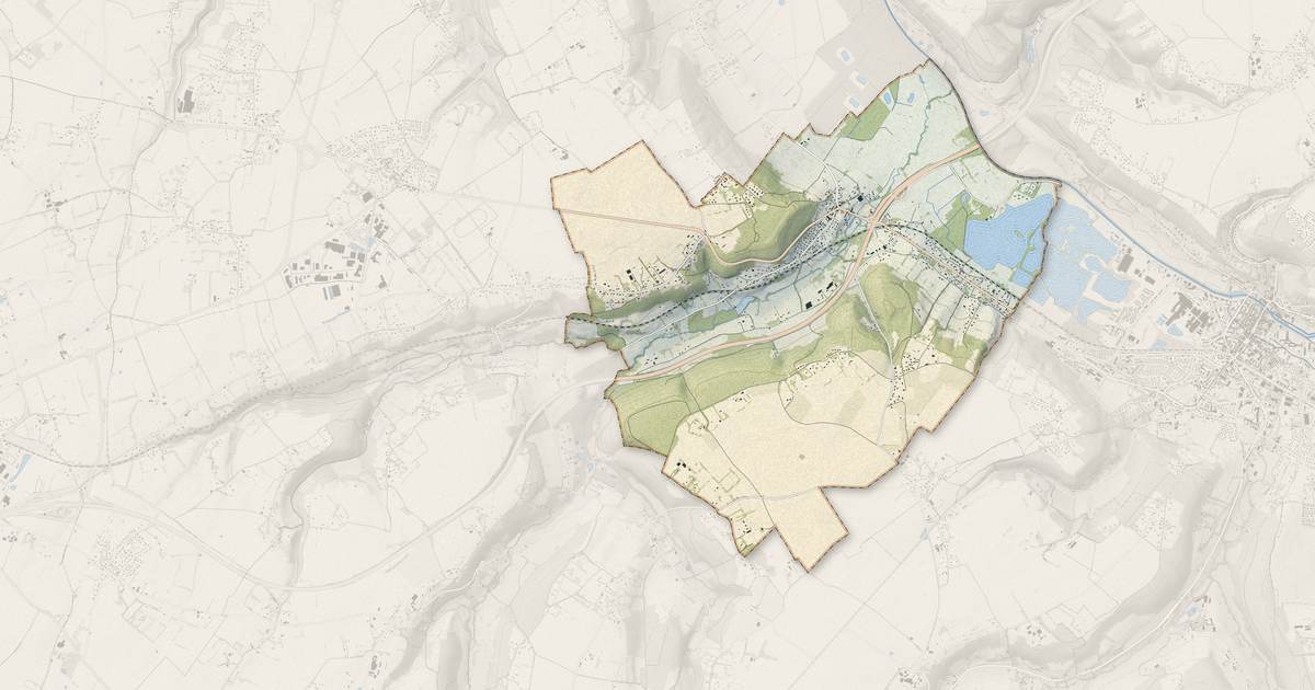 Portrait cartographique de Toutainville : relief, eau, forêts, bâti et voies, calculés à partir des données de l'IGN