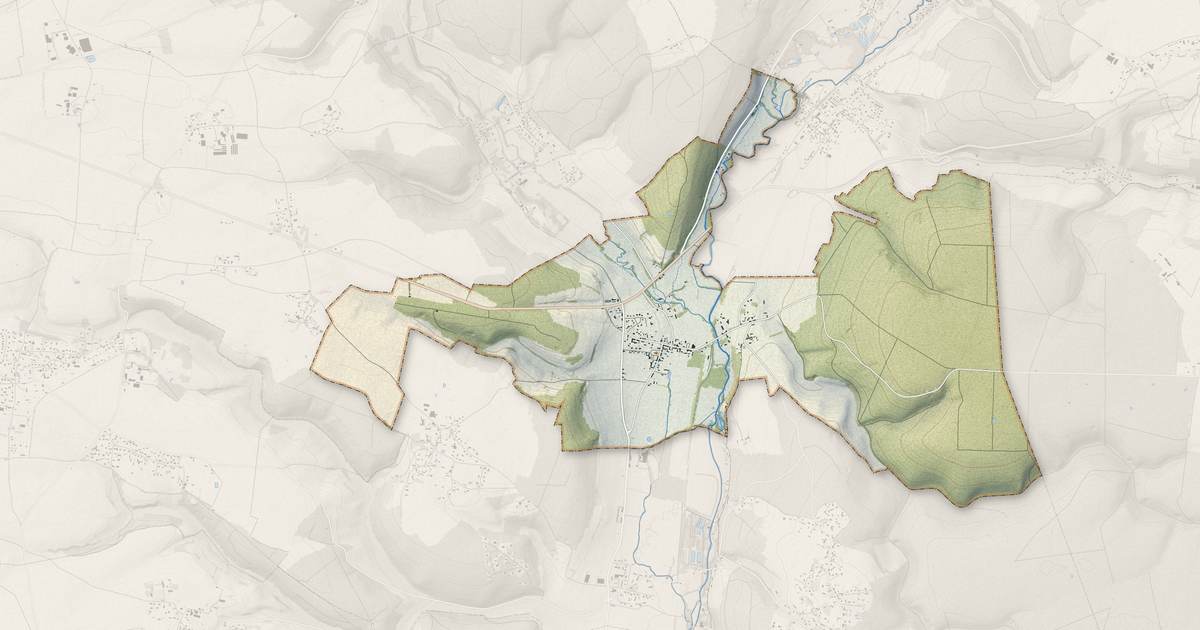 Portrait cartographique de Vascœuil : relief, eau, forêts, bâti et voies, calculés à partir des données de l'IGN