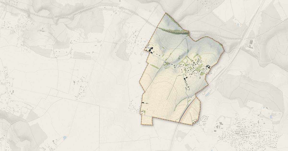 Portrait cartographique de Voiscreville : relief, eau, forêts, bâti et voies, calculés à partir des données de l'IGN