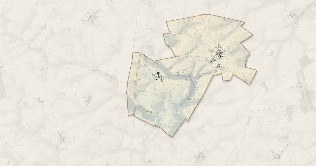 Portrait cartographique de Baudreville : relief, eau, forêts, bâti et voies, calculés à partir des données de l'IGN