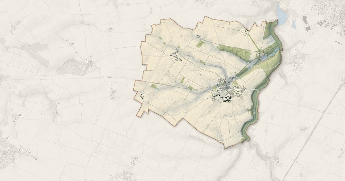 Portrait cartographique de Béville-le-Comte : relief, eau, forêts, bâti et voies, calculés à partir des données de l'IGN