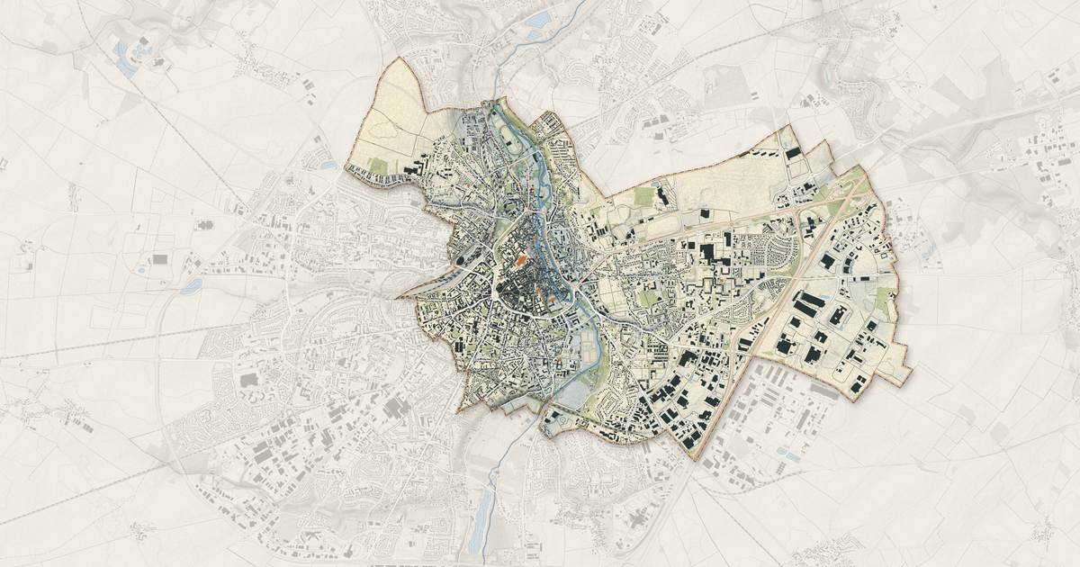 Portrait cartographique de Chartres : relief, eau, forêts, bâti et voies, calculés à partir des données de l'IGN