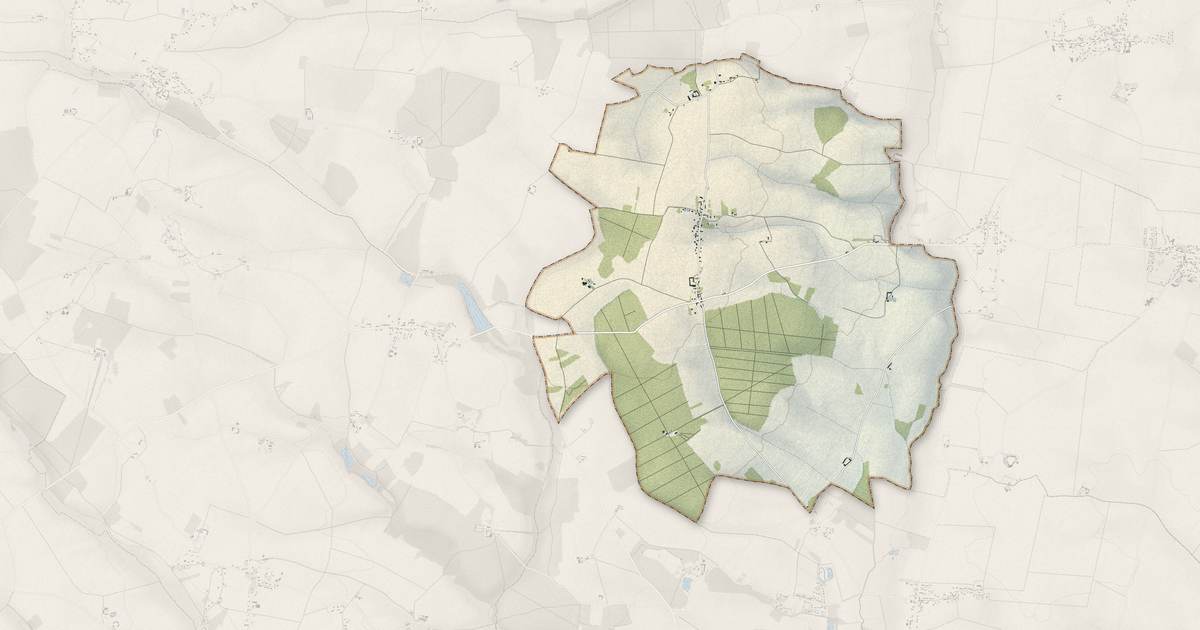 Portrait cartographique de Les Châtelliers-Notre-Dame : relief, eau, forêts, bâti et voies, calculés à partir des données de l'IGN