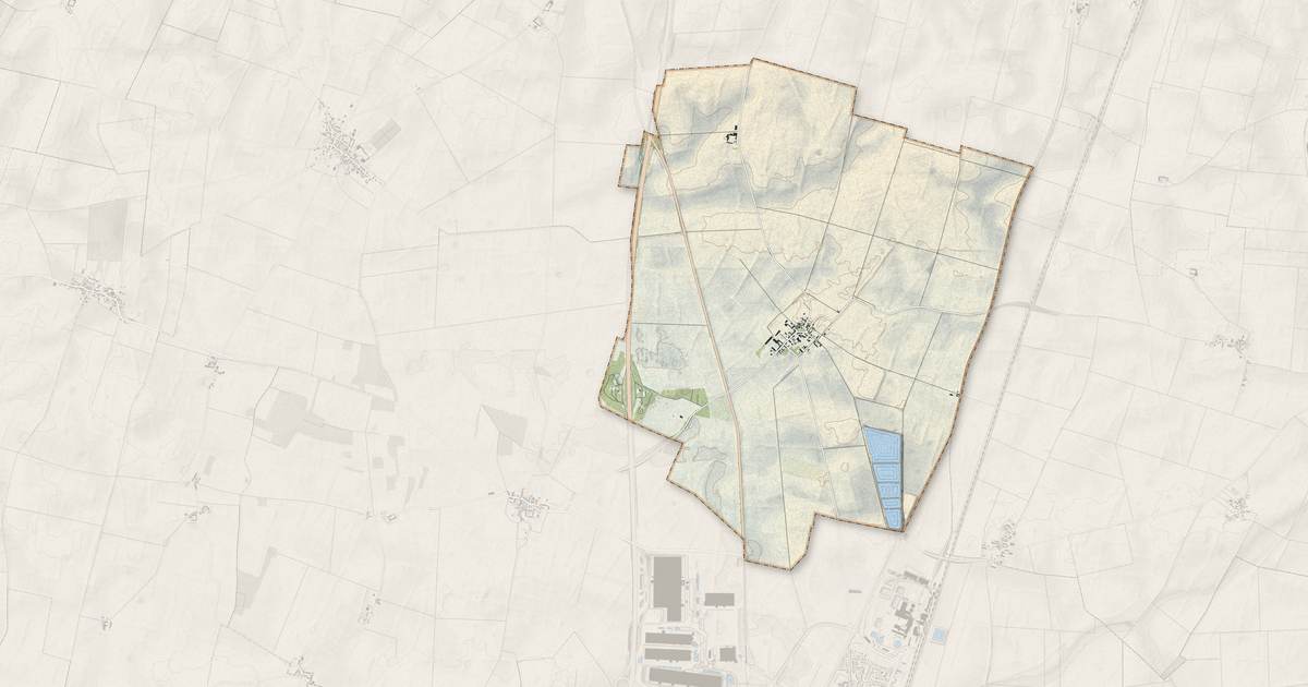 Portrait cartographique de Dambron : relief, eau, forêts, bâti et voies, calculés à partir des données de l'IGN