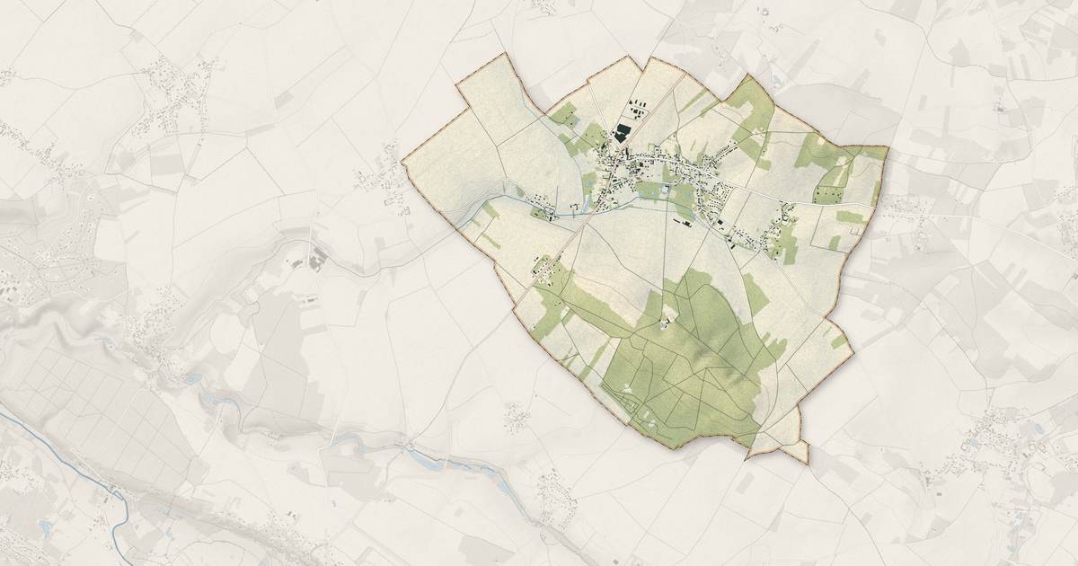 Portrait cartographique de Faverolles : relief, eau, forêts, bâti et voies, calculés à partir des données de l'IGN