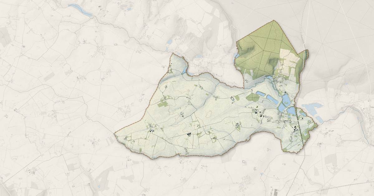 Portrait cartographique de Fontaine-Simon : relief, eau, forêts, bâti et voies, calculés à partir des données de l'IGN
