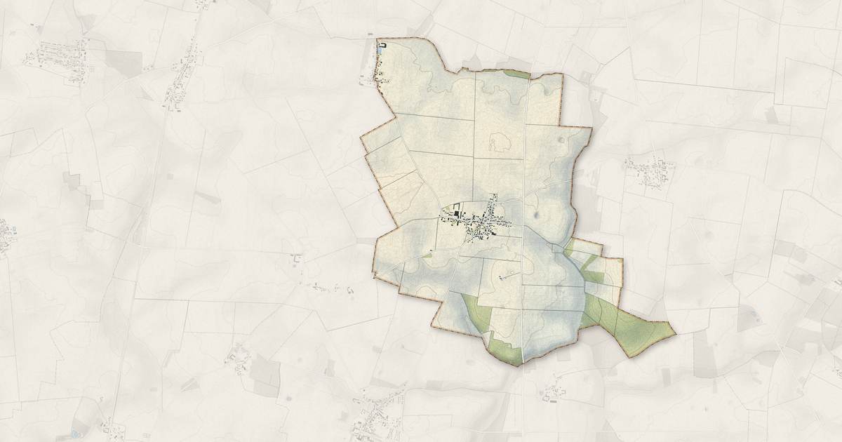 Portrait cartographique de Fresnay-le-Comte : relief, eau, forêts, bâti et voies, calculés à partir des données de l'IGN