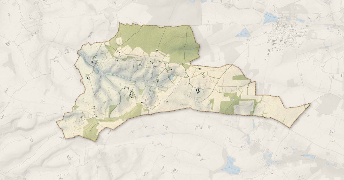 Portrait cartographique de La Gaudaine : relief, eau, forêts, bâti et voies, calculés à partir des données de l'IGN