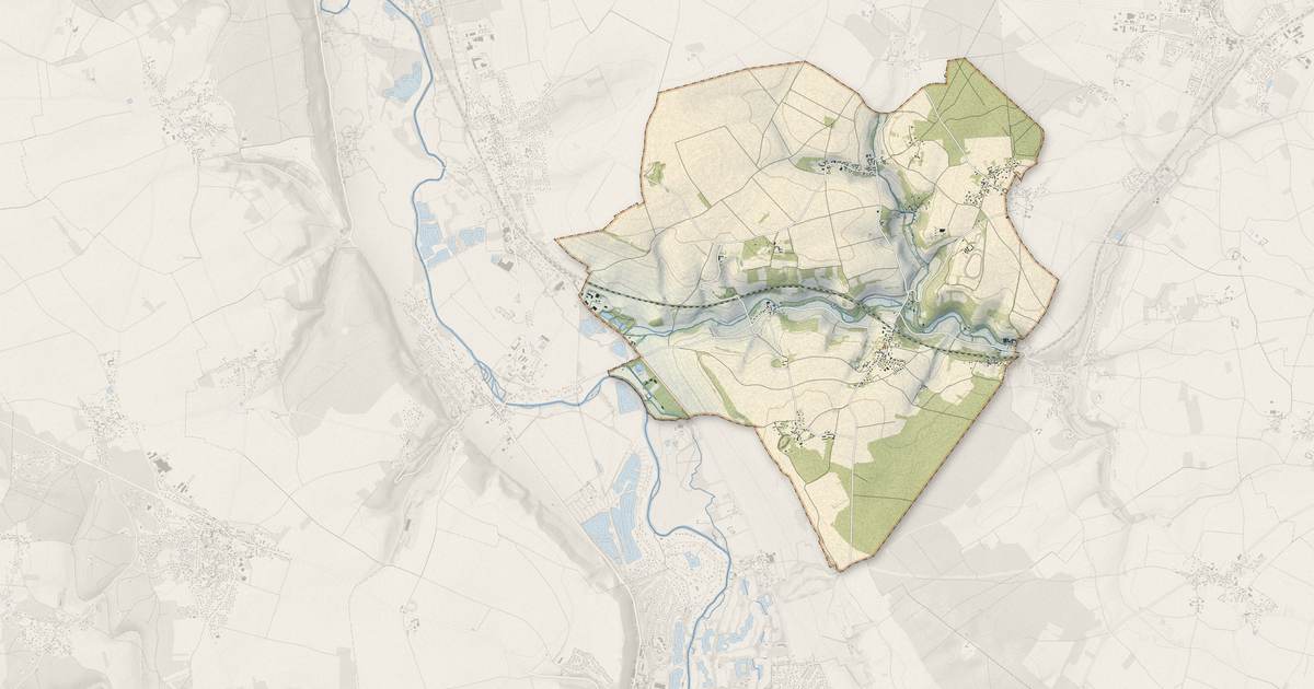 Portrait cartographique de Guainville : relief, eau, forêts, bâti et voies, calculés à partir des données de l'IGN