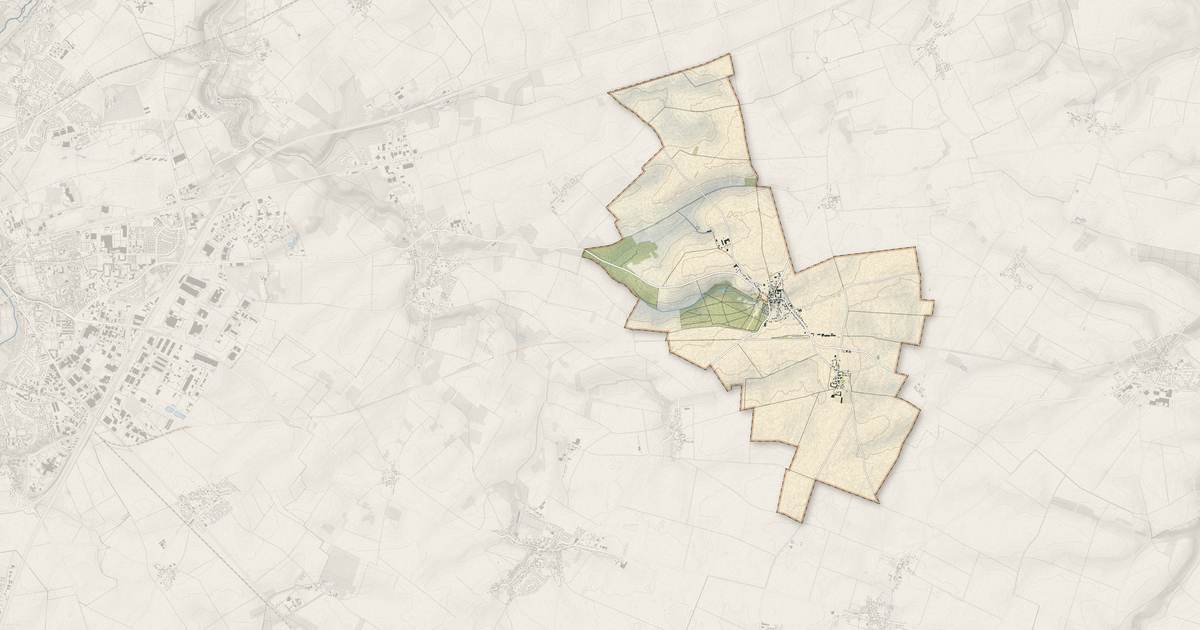 Portrait cartographique de Houville-la-Branche : relief, eau, forêts, bâti et voies, calculés à partir des données de l'IGN