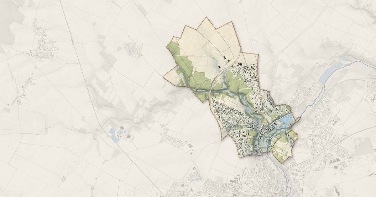 Portrait cartographique de Lèves : relief, eau, forêts, bâti et voies, calculés à partir des données de l'IGN