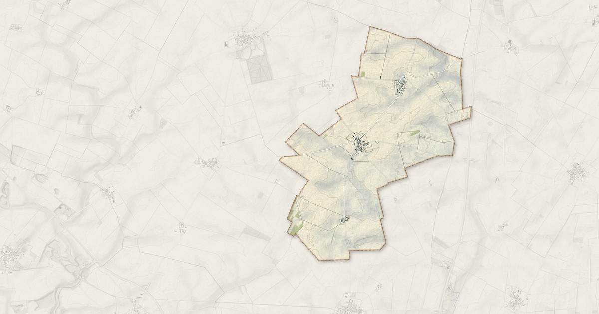 Portrait cartographique de Levesville-la-Chenard : relief, eau, forêts, bâti et voies, calculés à partir des données de l'IGN