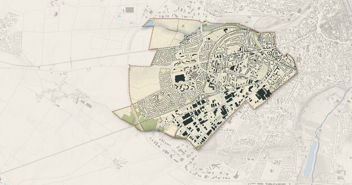 Portrait cartographique de Lucé : relief, eau, forêts, bâti et voies, calculés à partir des données de l'IGN