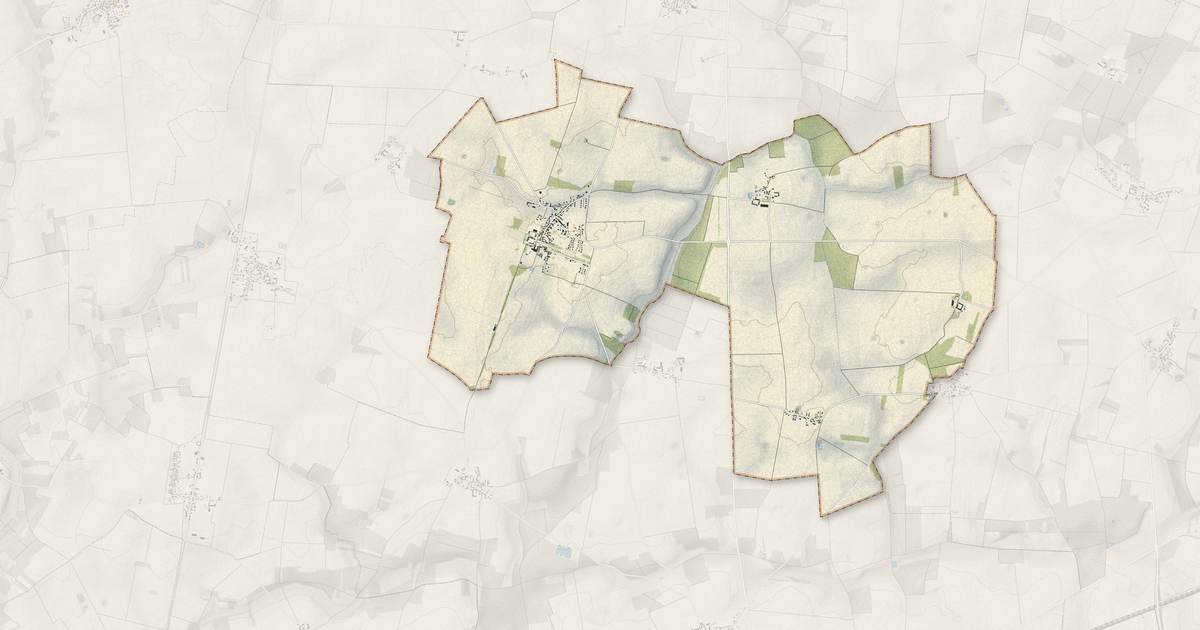 Portrait cartographique de Meslay-le-Vidame : relief, eau, forêts, bâti et voies, calculés à partir des données de l'IGN