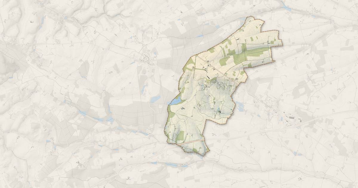 Portrait cartographique de Miermaigne : relief, eau, forêts, bâti et voies, calculés à partir des données de l'IGN