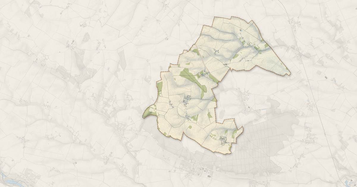 Portrait cartographique de Mittainvilliers-Vérigny : relief, eau, forêts, bâti et voies, calculés à partir des données de l'IGN
