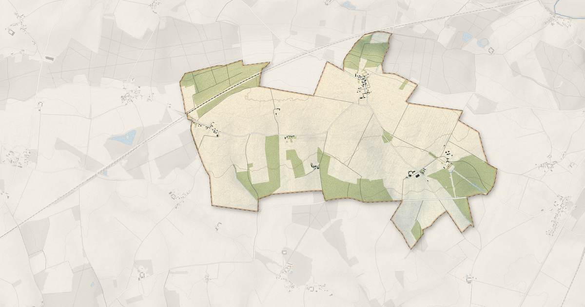Portrait cartographique de Montharville : relief, eau, forêts, bâti et voies, calculés à partir des données de l'IGN