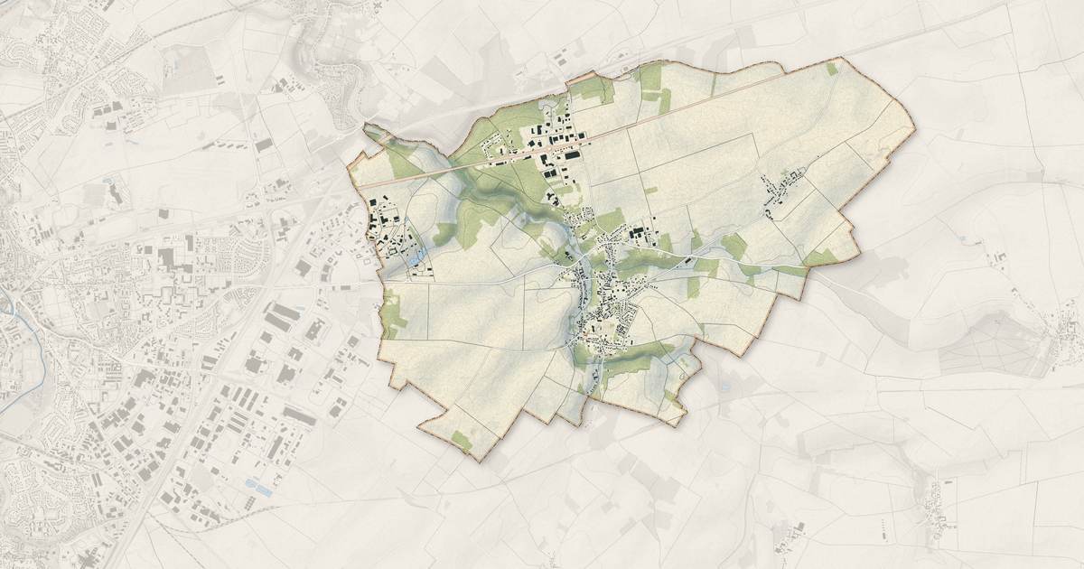 Portrait cartographique de Nogent-le-Phaye : relief, eau, forêts, bâti et voies, calculés à partir des données de l'IGN