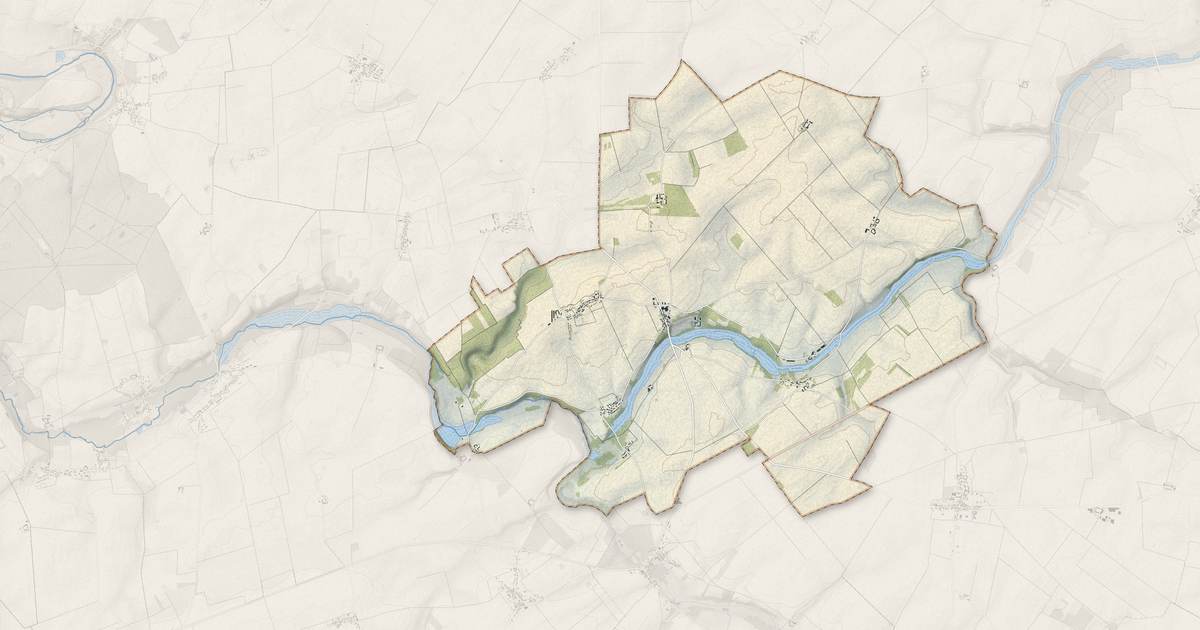 Portrait cartographique de Nottonville : relief, eau, forêts, bâti et voies, calculés à partir des données de l'IGN