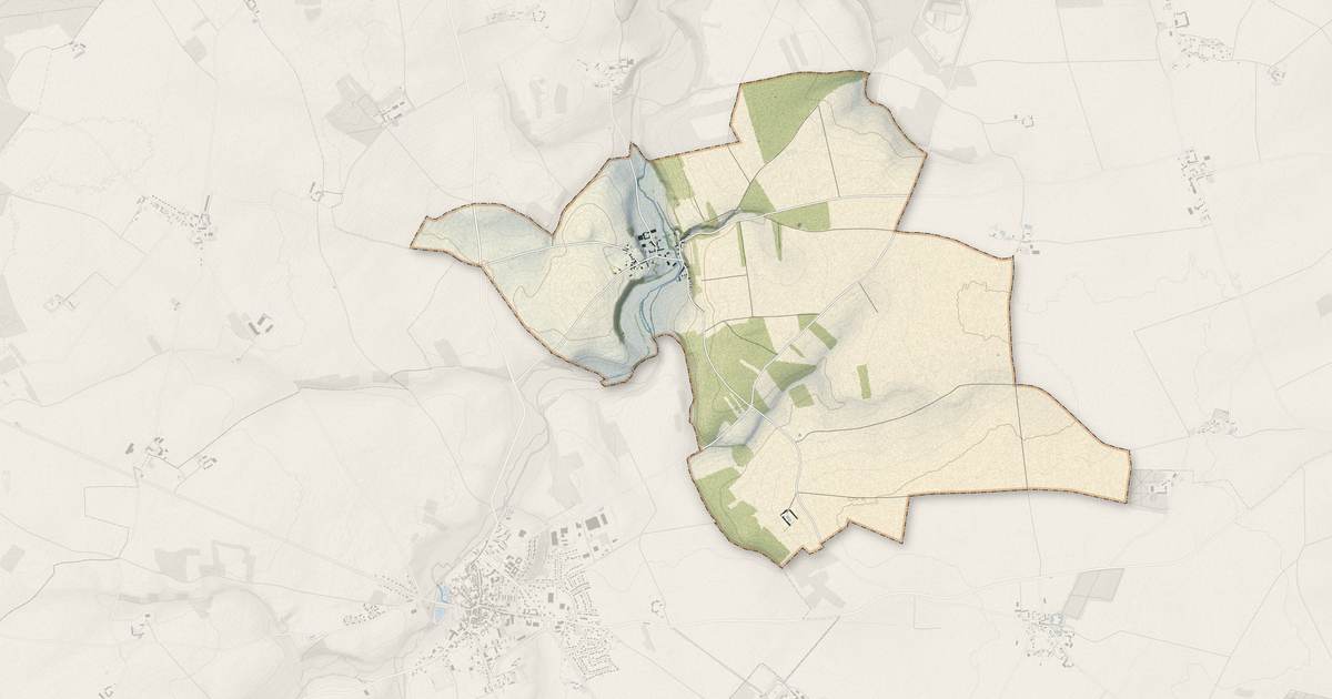 Portrait cartographique de Saint-Lubin-de-Cravant : relief, eau, forêts, bâti et voies, calculés à partir des données de l'IGN