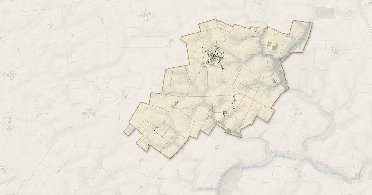 Portrait cartographique de Sancheville : relief, eau, forêts, bâti et voies, calculés à partir des données de l'IGN